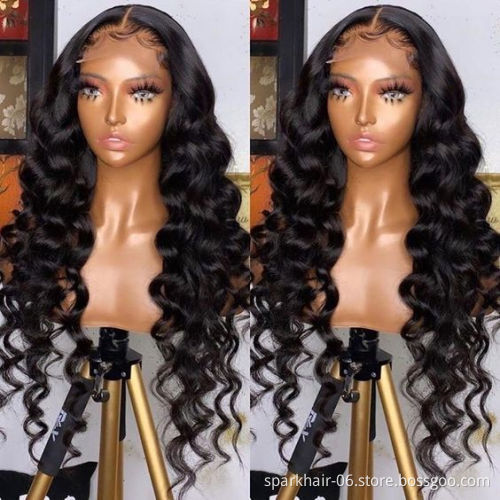 Cheap Human Hair Wigs For Black Women Brazilian Virgin Cuticle Aligned Human Hair 13x4 Lace Front Wig Loose Wave Hot Sale